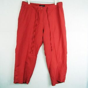 Ashley Stewart Pants Red Linen Blend Drawstring Women's Size 14